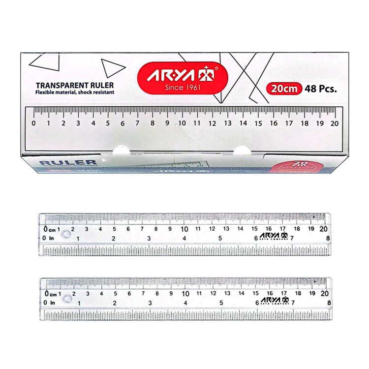 خط کش 20 سانتی متری آریا کد 8030 - بسته 4۸ عددی