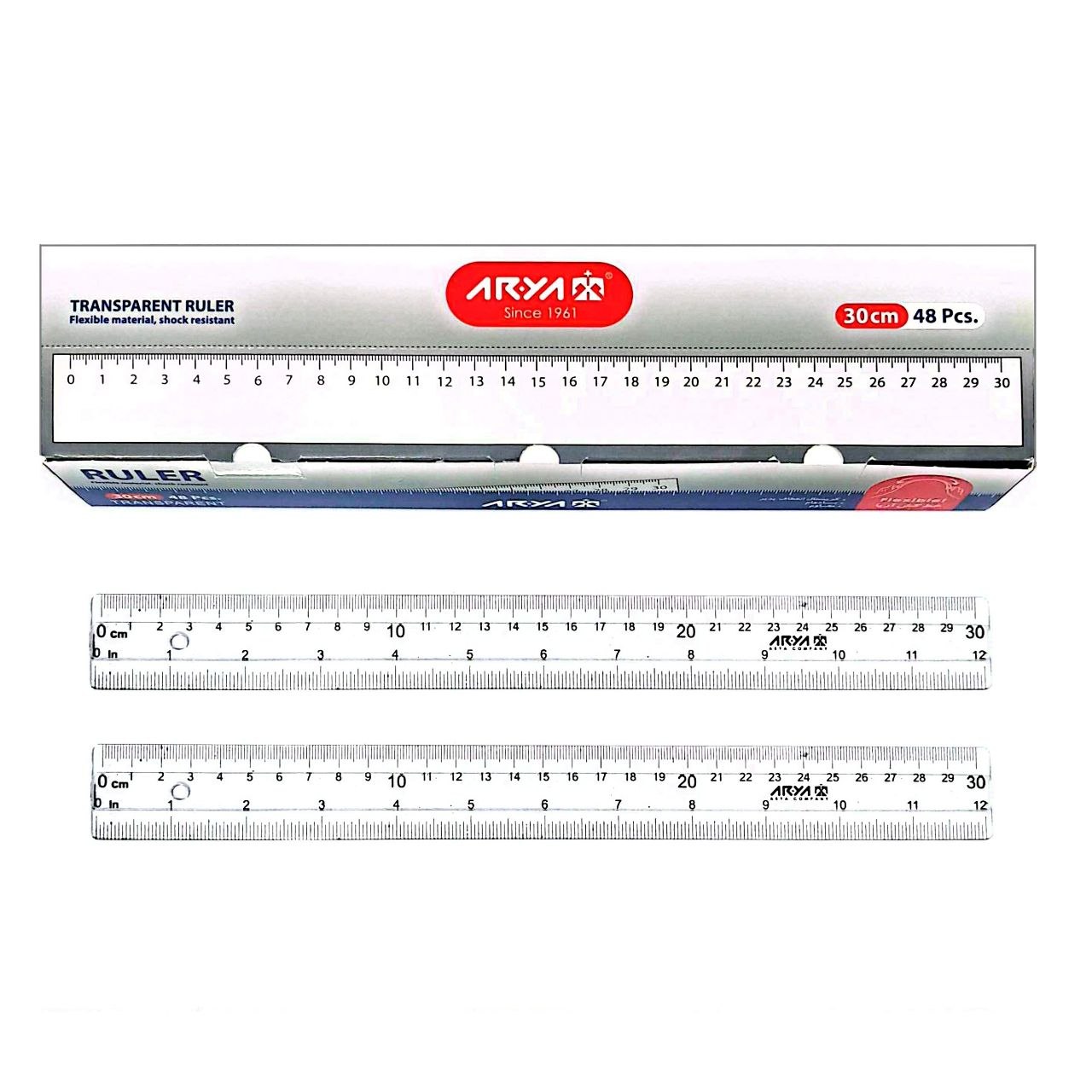 خط کش 30 سانتی متری آریا کد 80۳1 - بسته 4۸ عددی